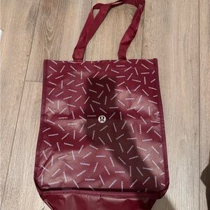 Lululemon Athletica Maroon Large Logo Tote reusable shopping bag